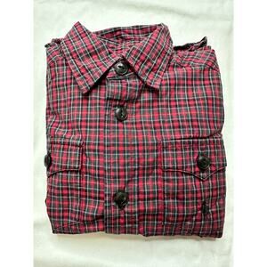 Polo Ralph Lauren Boys Long Sleeve Button Down Red Black‎ Plaid Shirt 2/2T